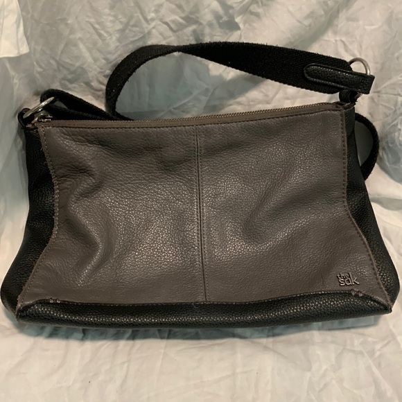 The Sak Camila Leather Convertible Shoulder Slate Bloc Purse Grey/Black - Picture 1 of 11